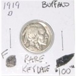 1919-D BUFFALO NICKEL RED BOOK VALUE IS $100.00 *RARE KEY DATE FINE GRADE* !!