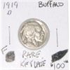 Image 1 : 1919-D BUFFALO NICKEL RED BOOK VALUE IS $100.00 *RARE KEY DATE FINE GRADE* !!