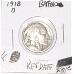 1918-D BUFFALO NICKEL RED BOOK VALUE IS $80.00 *RARE KEY DATE FINE GRADE* BUFFALO NICKEL OUT OF SAFE