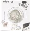 Image 1 : 1914-D BUFFALO NICKEL *TOP 10* RED BOOK VALUE IS $140.00 *EXTREMELY RARE KEY DATE VERY GOOD GRADE*!!
