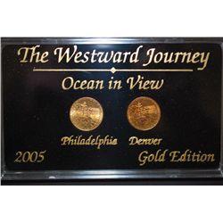 2005 US Westward Journey Ocean In View Nickel Coin Set In Display Case; Gold Edition; EST. $2-5