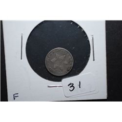 1853 US Three Cent Silver Piece; F; EST. $30-40