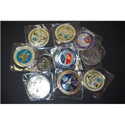 Military Challenge Coin; Various Dates, Bases, People, Etc.; Lot of 10; EST. $30-40