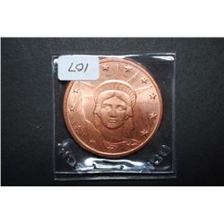 2011 Copper Round "Statue Of Liberty Type"; .999 Fine Copper 1 Oz.; EST. $5-10