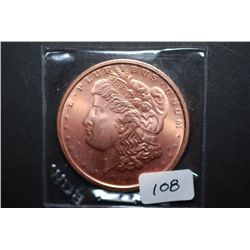 2011 Copper Round "Silver Morgan Type"; .999 Fine Copper 1 Oz.; EST. $5-10