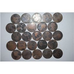 Great Britain One Penny Foreign Coin; Various Dates & Conditions; Lot of 25; EST. $10-25