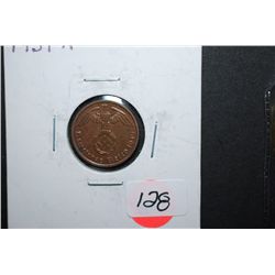 1939-A German 1 Reichspfennig Foreign Coin With Flying Eagle Holding Swatstika; EST. $10-15