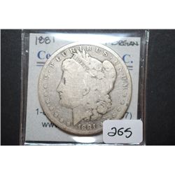 1881 US Silver Morgan $1; EST. $35-55