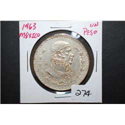1963 Mexico Un Peso Foreign Coin; EST. $5-10