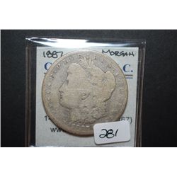 1887-O US Silver Morgan $1; EST. $35-55
