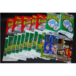 NFL & MLB Sports Trading Cards; Various Dates, Players & Teams; Lot of 20 Unopened Packs; EST. $10-1