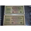 Image 1 : 1922 German 1000 Fausend Mark Foreign Bank Note; Lot of 2 Notes; EST. $5-10