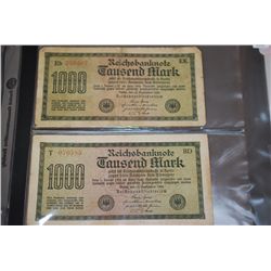 1922 German 1000 Fausend Mark Foreign Bank Note; Lot of 2 Notes; EST. $5-10