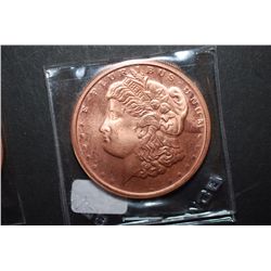2011 Copper Round "Silver Morgan Type"; .999 Fine Copper 1 Oz.; EST. $5-10