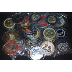 Military Challenge Coin; Various Dates, Bases, People, Etc.; Lot of 20; EST. $40-75