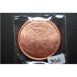 2011 Coper Round "Walking Liberty Type"; .999 Fine Copper 1 Oz.; EST. $5-10