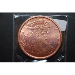 2011 Coper Round "Walking Liberty Type"; .999 Fine Copper 1 Oz.; EST. $5-10