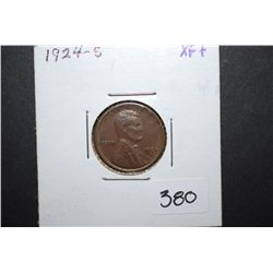 1924-S US Lincoln Wheat Back Penny; XF+; EST. $15-25