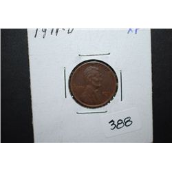 1911-D US Lincoln Wheat Back Penny; XF; EST. $30-60