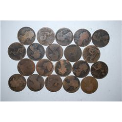 Great Britain One Penny Foreign Coin; Various Dates & Conditions; Lot of 20; EST. $25-30