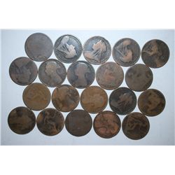 Great Britain One Penny Foreign Coin; Various Dates & Conditions; Lot of 20; EST. $25-30