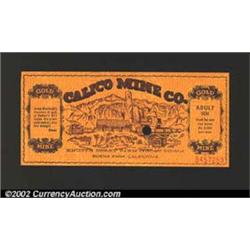 A ticket for the Calico Mine Co., Knott's Berry Farm, Buena Park, CA....