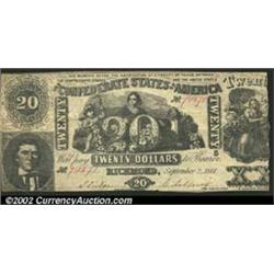 1861 $20 Industry Seated Between Cupid and Beehive; Bust of A.H. Stephens on left, T-20, Fine, CC. T