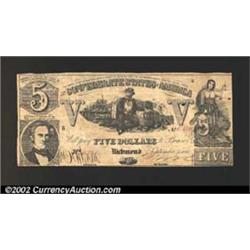 1861 $5 Sailor Seated Beside Bales of Cotton; C.G. Memminger on left; Justice and Ceres on right, T-