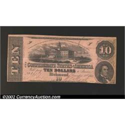 1862 $10 Model of State Capitol at Columbia, SC; R.M.T. Hunter, T-52, XF+....