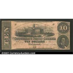 1862 $10 Model of State Capitol at Columbia, SC; R.M.T. Hunter, T-52, Fine, CC. The cancellations ha