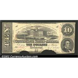 1863 $10 State Capitol at Columbia, SC; R.M.T. Hunter, T-59, VF, COC....