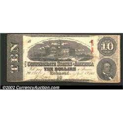 1863 $10 State Capitol at Columbia, SC; R.M.T. Hunter, T-59, Fine-VF....