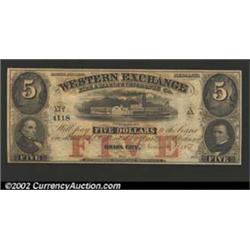 1857 $5 Western Exchange Fire & Marine Insurance Co., Omaha City, NE, Choice CU....