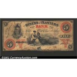 1860 $5 Miners & Planters Bank, Murphy, NC, Fine....