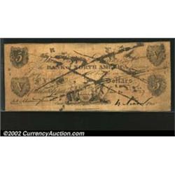 Philadelphia, PA - Bank of North America $5 Jan. 27, 1827 Haxby UNLAn interesting unlisted early cou