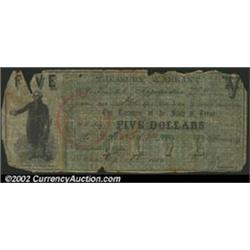 1862 $5 Texas Treasury Warrant, Austin, TX, Cr. TW-12a, Good....