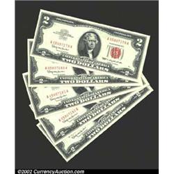 A group of five consecutively serial numbered 1963 $2 Legal Tender Notes, Fr-1513, all grading Gem C
