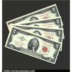A group of  four consecutively serial numbered 1963 $2 Legal Tender Notes, Fr-1513, all grading CU..
