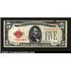 Image 1 : 1928A $5 Legal Tender Note, Fr-1526, Fine. A stain is present on each side at the top edge....