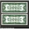 Image 2 : A consecutive pair of 1928A $1 Silver Certificates, Fr-1601, one is Choice CU and the other is Gem C
