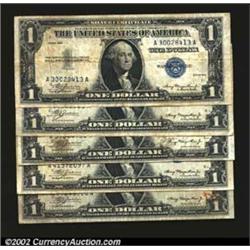 A Group of Five 1935 $1 Silver Certificates, Fr-1607, all Fine to VF.  5 notes...