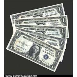 A group of five 1935B $1 Silver Certificates, Fr-1611, all grading Choice CU to Gem CU. 5 notes...