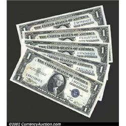 A group of five 1935B $1 Silver Certificates, Fr-1611, all grading Choice CU to Gem CU. 5 notes...