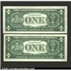 Image 2 : A pair of interesting serial numbers on 1957 $1 Silver Certificates, Fr-1619, both grading Gem CU. 2