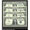 Image 1 : A group of four 1957 $1 Silver Certificates, Fr-1619, all grading Choice CU to Gem CU. 4 notes...