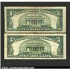 Image 2 : A pair of 1953A $5 Silver Certificates, Fr-1656, both grading Fine or a bit better. 2 notes...