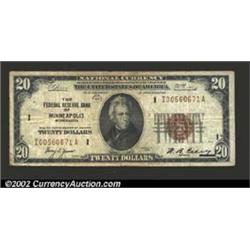 1929 $20 Federal Reserve Bank Note, Fr-1870-I, Fine....