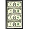 Image 1 : Uncut Sheet of four 1976 $2 Federal Reserve Notes, Fr-1935-B, Gem CU....
