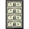 Image 1 : Uncut Sheet of four 1976 $2 Federal Reserve Notes, Fr-1935-C*, Gem CU....