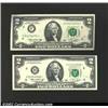 Image 1 : 1976 $2 Federal Reserve Note, Fr-1935-F*, Gem CU; and a 1976 $2 Federal Reserve Note, Fr-1935-H*, Ch